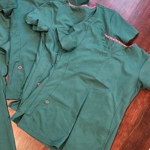 3 sets hunter green scrubs small and xs